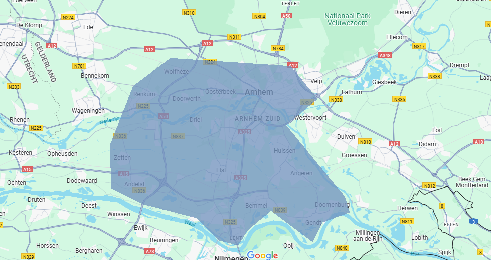 Werkgebied Veterinaire zorg aan huis.
Dierenarts aan huis in: Arnhem, Huissen, Angeren, Doornenburg, Gendt, Haalderen, Bemmel, Lent, Elst, Heteren, Driel, Andelst, Herveld, Valburg, Zetten, Randwijk, Renkum, Heelsum, Doorwerth, Heveadorp, Wolfheze, Oosterbeek